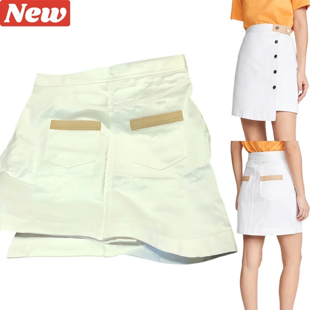 🛑CLEARANCE‼️ 🆕 BLDWN Alexis Asymmetrical Button-Down Skirt White and tan